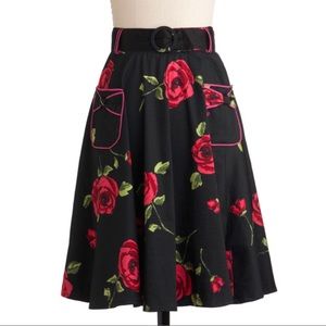 ModCloth Noir Rose Garden Skirt